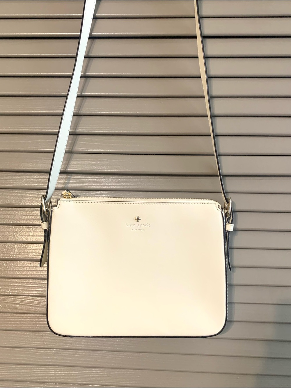 kate spade Cream Leather Crossbody Bag with Gold Accents